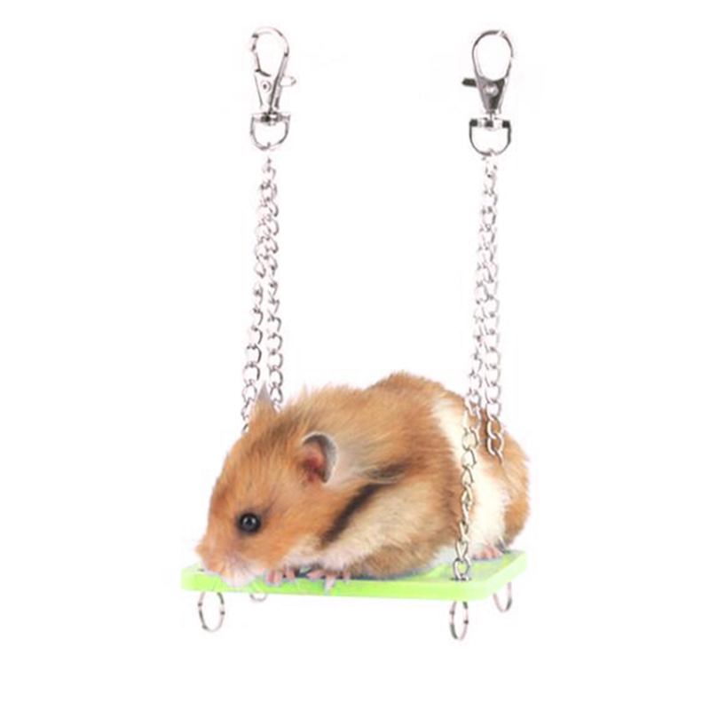 Hamster Toys Swing Hanging Gadget Wooden Cage Accessories Supplies Amuse Mouse Green multi-color