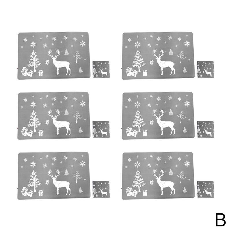 Mantel Individual navideño para para el hogar, mesa de cena, Mantel Individual, decoración de tapete, 6 pares: B