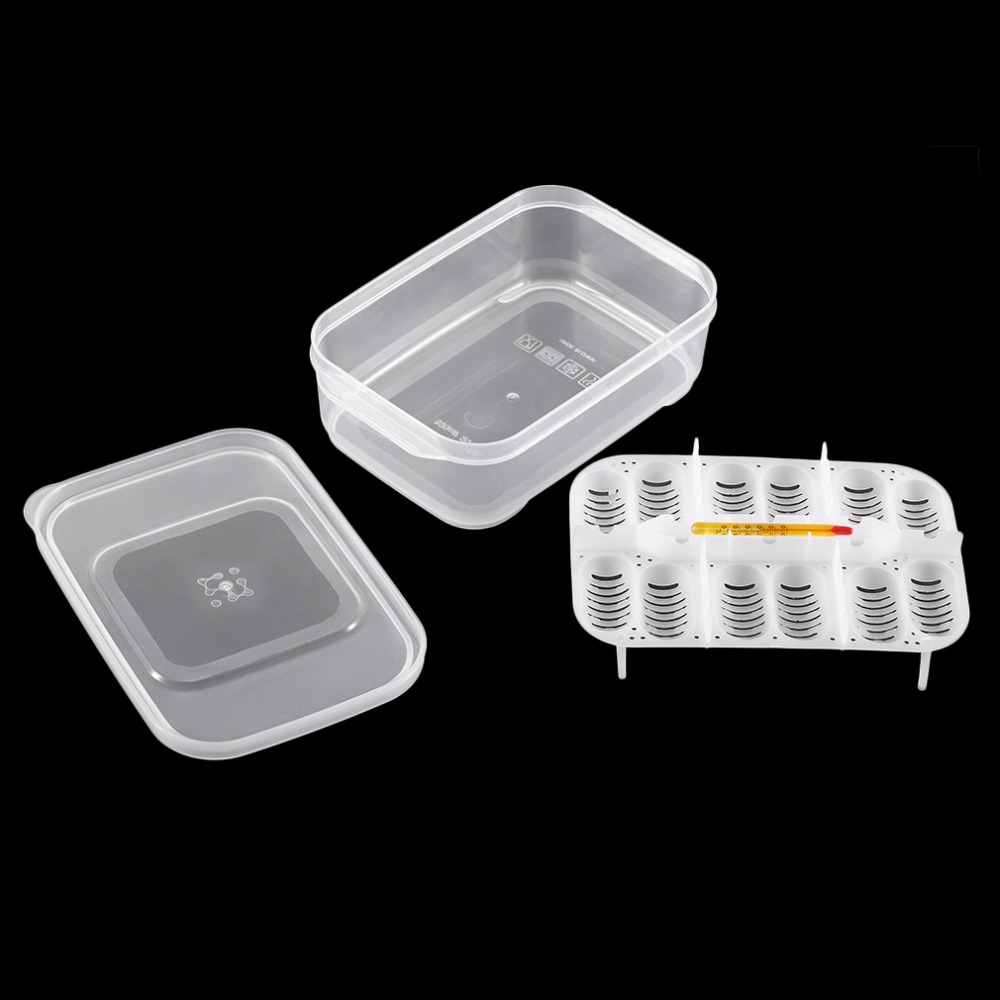 Plastic 12 Holes Reptile Egg Incubation Tray With Thermometer Incubating Snake Eggs Incubation Tool