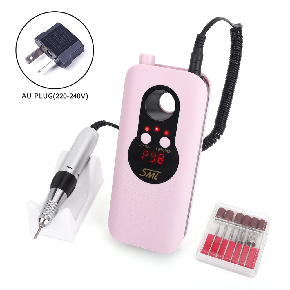 Professionelle 35000rpm Nagel Bohrer Maschine Wiederaufladbare Tragbare Manikübetreffend Pedikübetreffend Bohrer einstellen Gel Häutchen Entferner mit Bohrer: AU Stecker