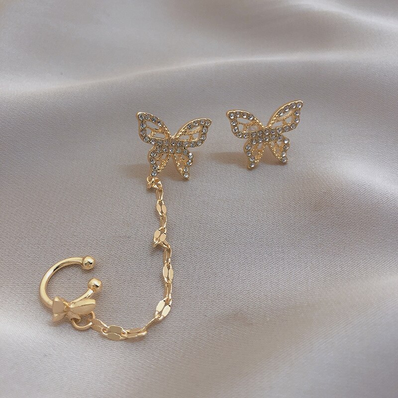 Boucles d'oreilles papillon en Zircon doré pour femmes, bijoux élégants, à la , de fête de mariage