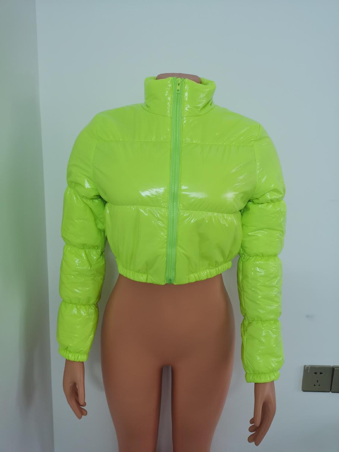 Abrigo de invierno de charol burbuja para mujer de talla grande rojo con cremallera Latex resistente al agua chaqueta acolchada para mujer de talla grande S-2XL Parkas