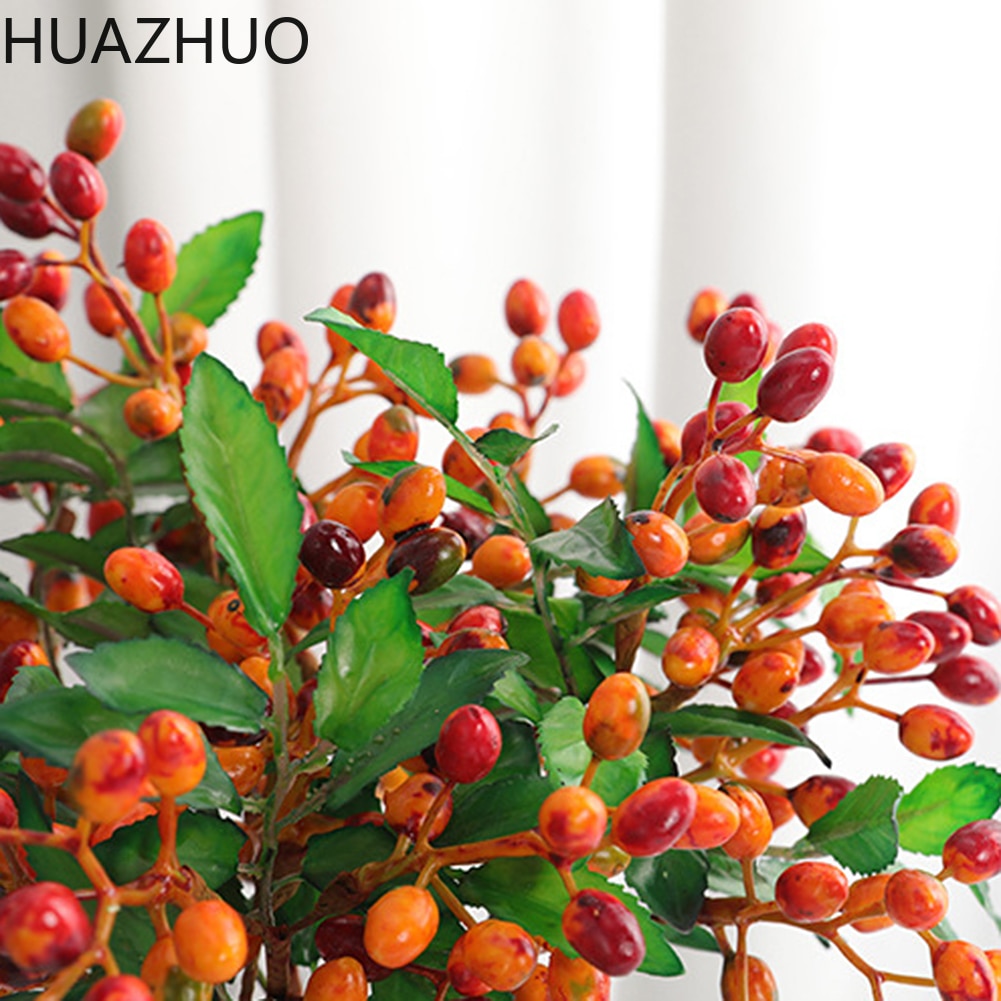 5 vorken kunstbloem bessen fruit plant tak kunstbes levendig rode hulst bessen huis guirlande bruiloft decoratie