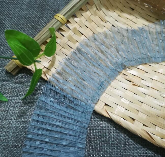 1Yards Geplooide Guipure Chiffon Kant Stof Breed 5Cm Dot Kant Trim Applique Kraag Lint Veters Jurk Naaien Ambachten dentelle Q01