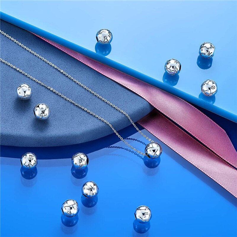 Codemonkey original sterling silber 925 sternbild-zodiak-rundperlen 12 passend für original 3mm armbandanhänger, cmc 1218