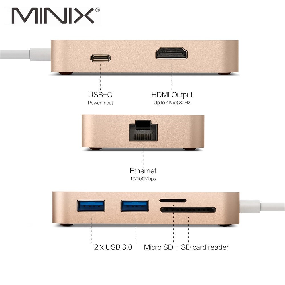 MINIX NEO C XGR HDMI-compatible Output Multiport Adapter Type C Hub With Power For Charging USB-C