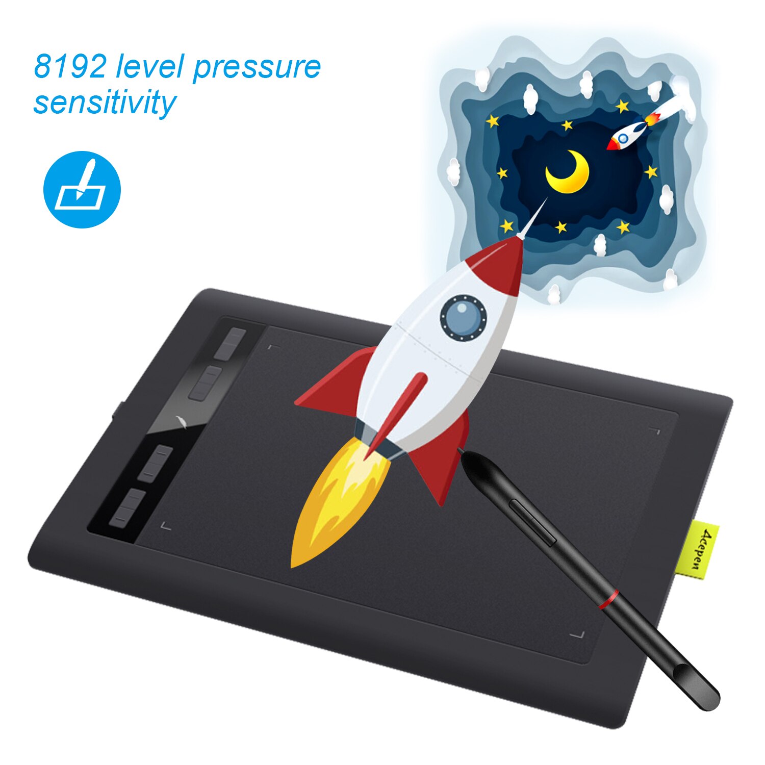 Acepen  ap1060 digitale grafische tekentablet, 10*6 inch kit met batterijloze stylus, 8192 drukniveaus