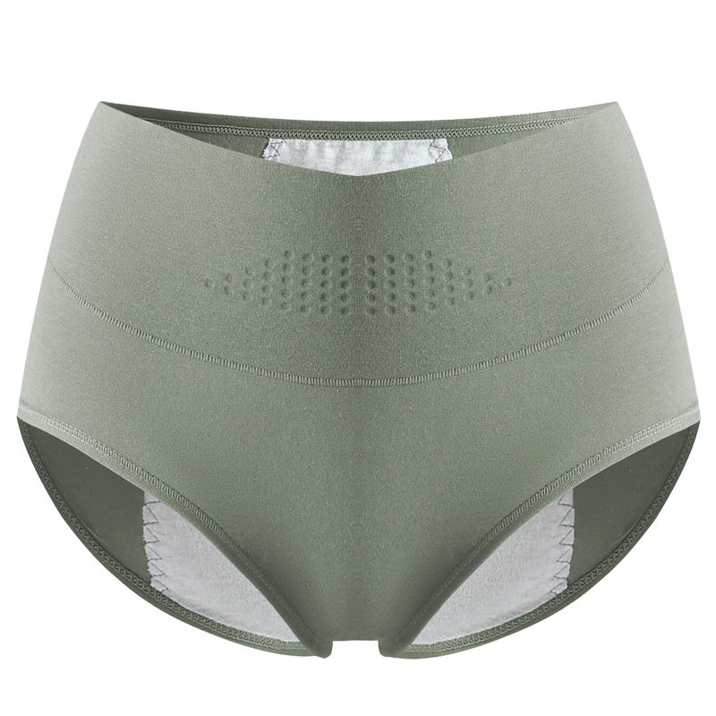 Bragas menstruales de cintura alta para mujer, pantalones de período ancho, ropa interior fisiológica a prueba de fugas, calzoncillos femeninos de algodón de talla grande L-4XL: 4XL / Castaño