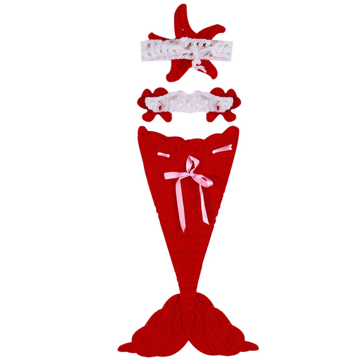 Newborn Baby Girl Crochet Knit Mermaid Suit Costume Photography Prop