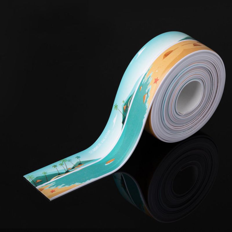 Kitchen Sink Waterproof Strip Caulk Strip PVC Self-Adhesive Waterproof Sealing Tape Wall Edge Protecto·: E