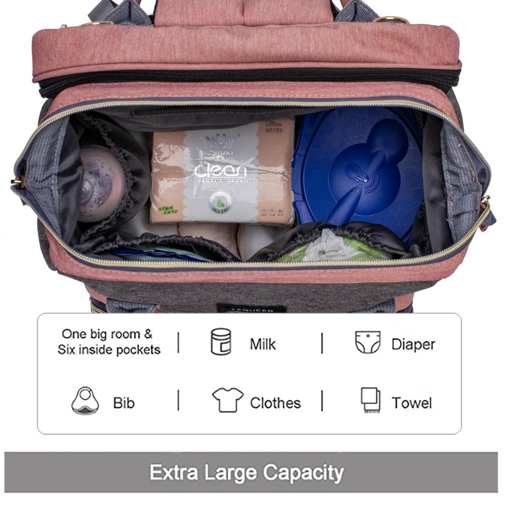 Lequeen – sac à langer en tissu imperméable pour maman, de berceau, sac à dos à crochets pour matelas à langer, sac de lit de maternité LPB22