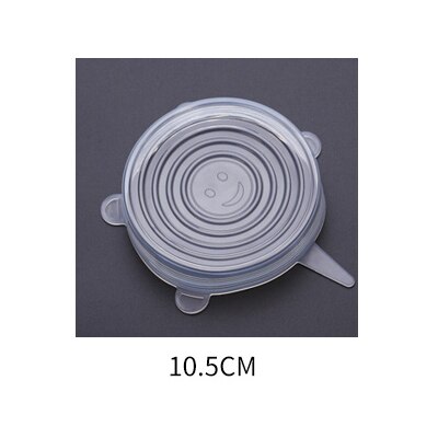 6 Pcs Silicone Cover Lids Reusable Fresh Keeping Silicone Stretch Lids Caps For Food Pot Dish Kitchen Accessories: 10.5cm
