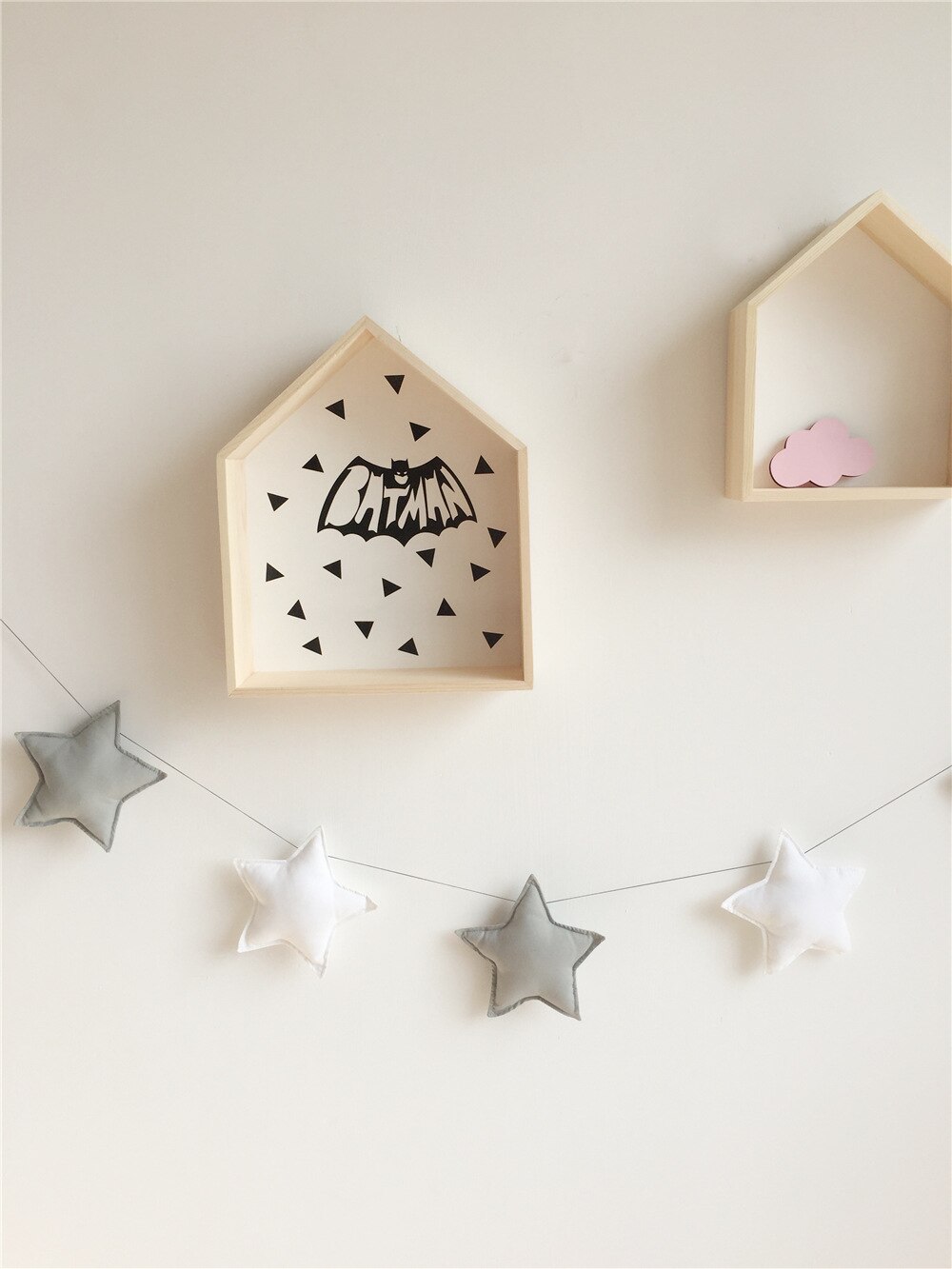 Nordic Baby Room Decoration Handmade Nursery Star Garlands Kids Room Wall Decorations Photography Props Baby Bed Accessories: Gray white