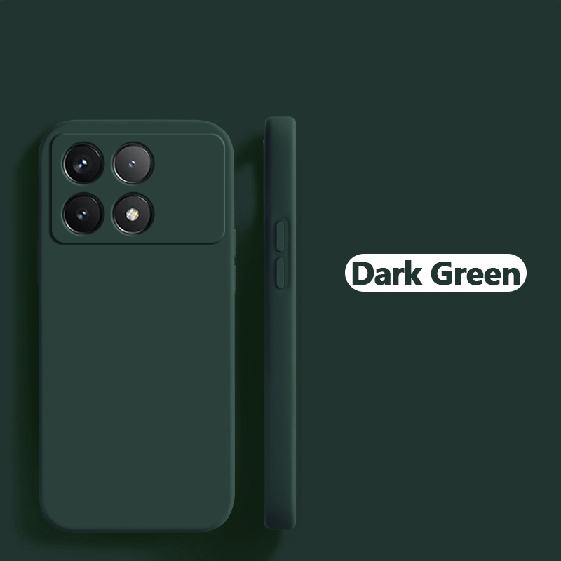 Coque souple en silicone liquide d'origine de luxe pour Xiaomi, couverture de téléphone, Poco X6 Pro, 5G: silicium / vert militaire