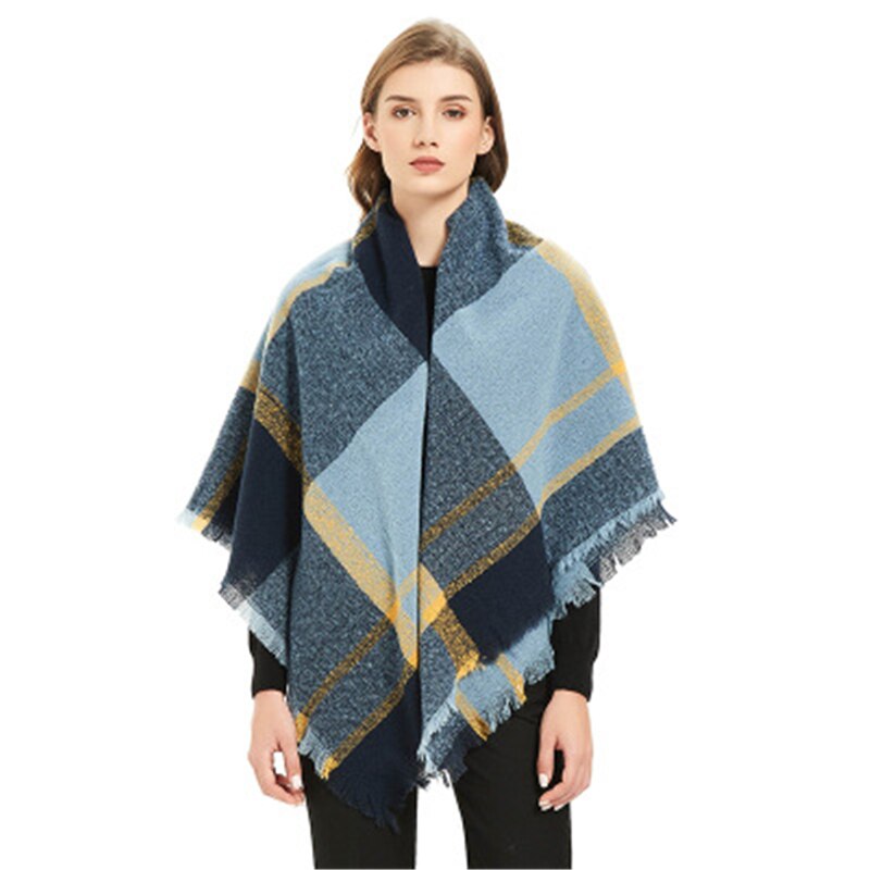 Women Plaid Scarf Winter Pashmina Shawls Cashmere Thick Wraps pashmina long tassel female foulard thick blanket