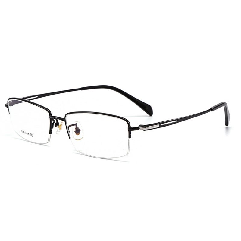 Reine Titan Rahmen Brille Halb Rand Brille mit Frühling Scharniere Männer Geschäft Stil Anti-Blau Strahl lässig Brillen: Schwarz
