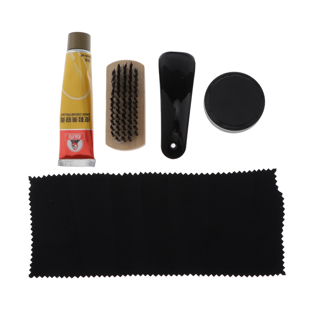 6pcs/set Shoes Shine Care Kit Polish Boot Cleaning Brush Tool With Cloth Bag
