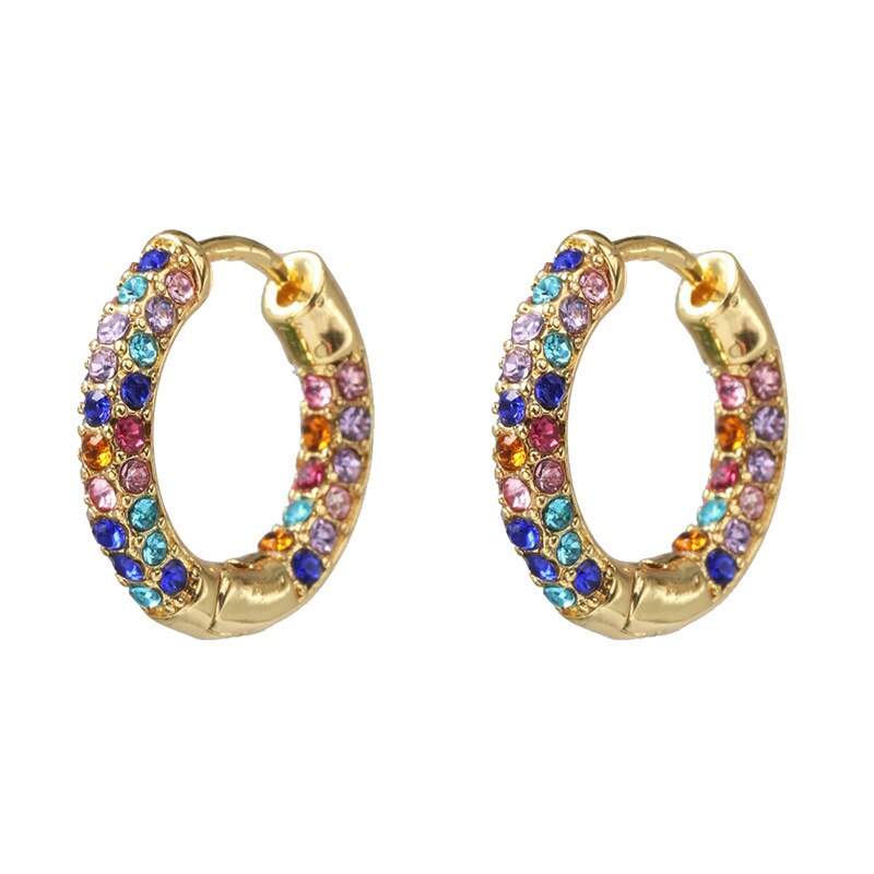 Vintage CZ Zircon Clip on Earrings Non Pierced Ear Cuff for Women Punk Round Copper Earcuffs Wedding Jewelry: Multicolor