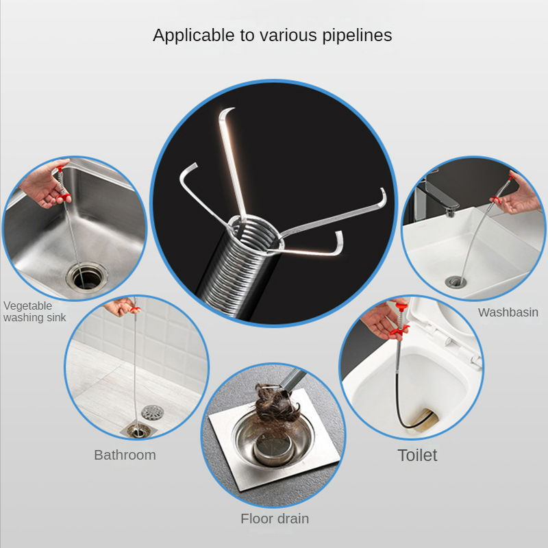 Tuyau de nettoyage d'évier de cuisine, piston et éviers, débouchage des toilettes d'égout avec poignée de maintien, approvisionnement d'usine, déboucheur de micro à quatre mâchoires