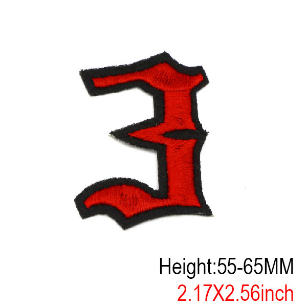 1Pc Red Number Patches Gothic Style Alphabet Embroidery Patches Iron On Patches for Clothes DIY Name Garment Accessories: grey