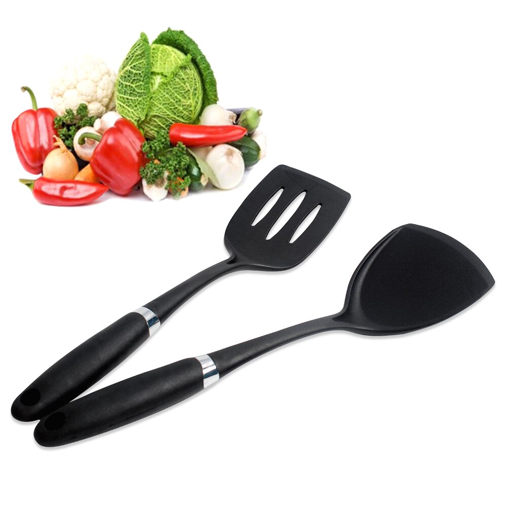 10PCS Cooking Tools Set High Temperature Resistant Nylon Kitchenware Shovel Turners Kit Black Cookware Utensils Kitchen Supplies