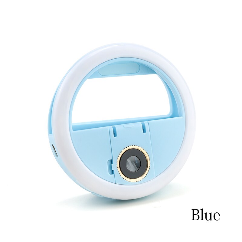 USB Charge LED Selfie Ring Light Macro Eyelash Shooting Lighting Selfie Enhancing Fill Light For Phones Eyelash Extension Tool: Blue