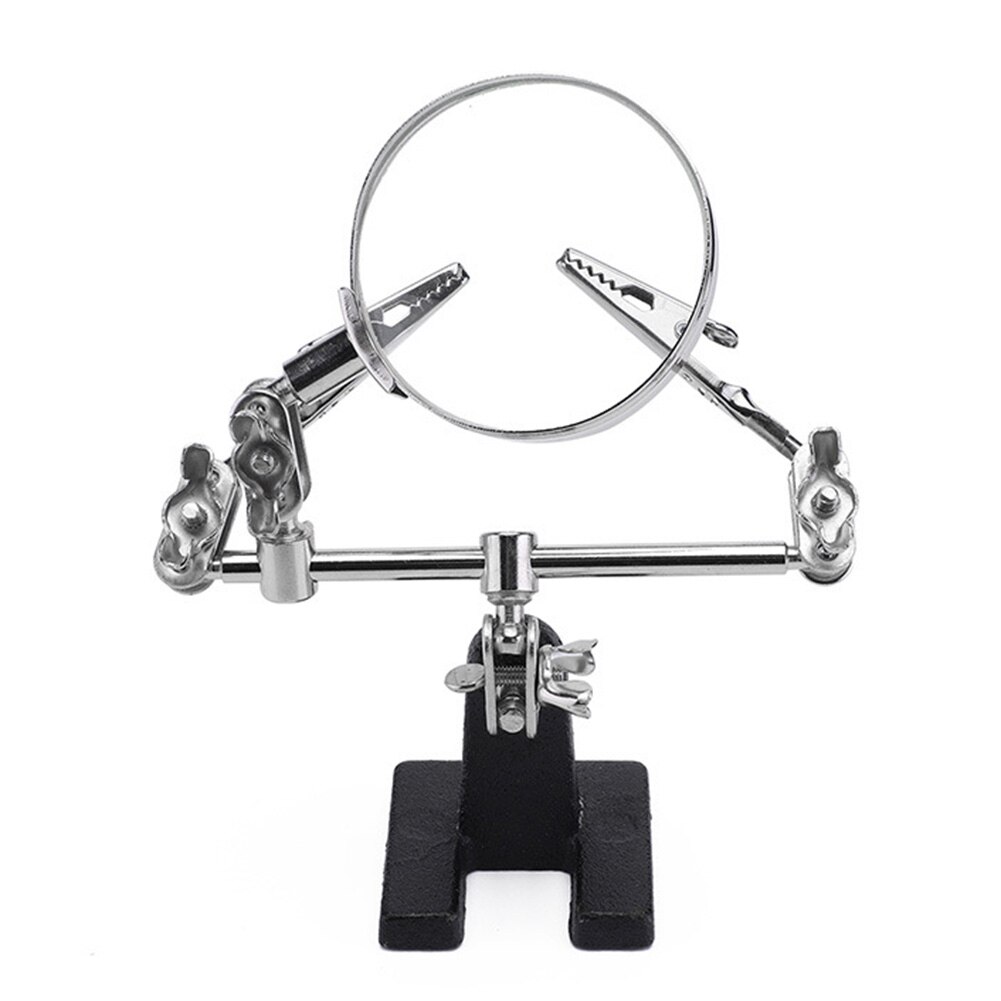 Third Hand Welding Magnifying Glass 5X Lens LED Light Auxiliary Clip Loupe Desktop Magnifier For Soldering Repair Stand Tool