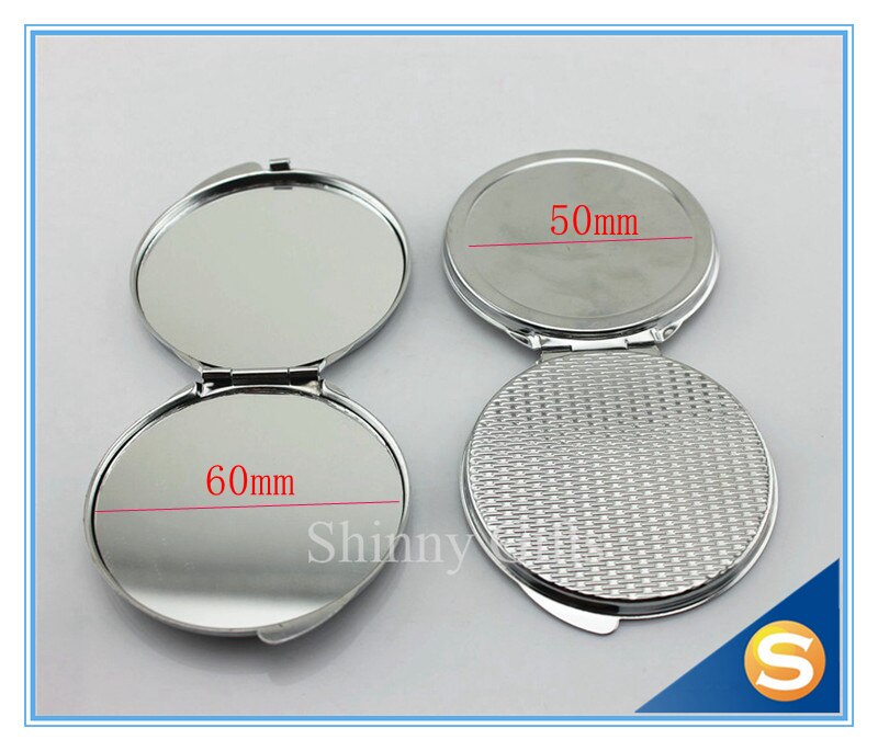Blank Compact Mirror DIY Portable Metal cosmetic mirror Silver 20pcs/pack 60MM