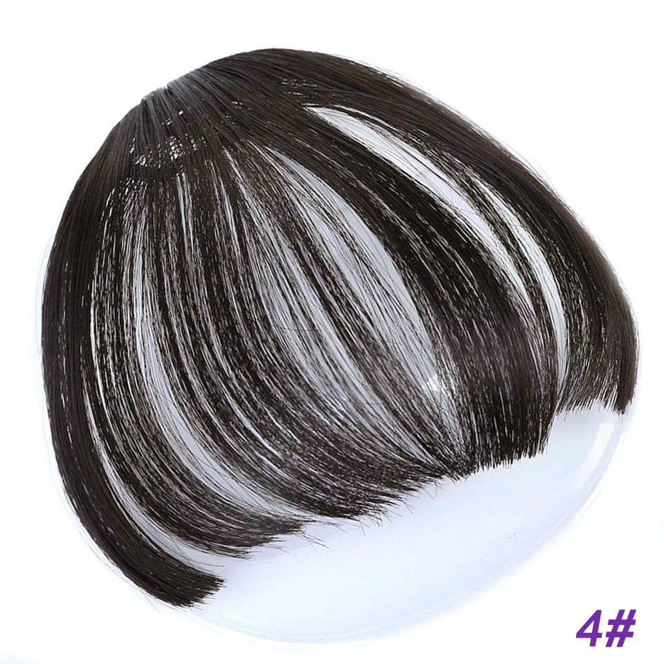 Flequillo romo sintético liso Natural LM, fibra de alta temperatura, marrón, flequillo completo con Clip para mujer con flecos de pelo de 6 pulgadas: T1B / 30