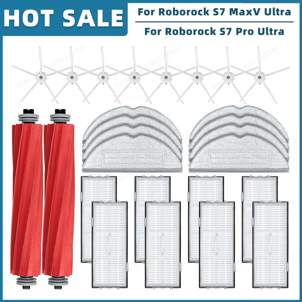Accesorios para Roborock S7 Max Ultra / S7 MaxV Ultra / S7 Pro Ultra, piezas de repuesto, cepillo lateral principal, filtro, mopa, bolsa de polvo