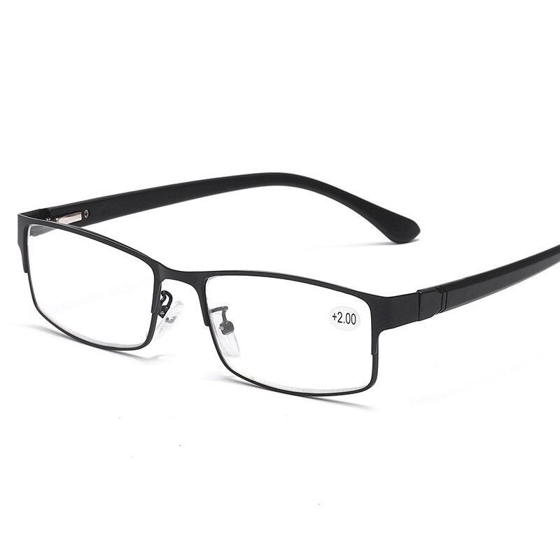 Bijziendheid Bril Mannen Business Leesbril Vrouwen Titanium Legering Eyegrasses Mannelijke Verziendheid Presbyopie Bril Frame: +400 / Black