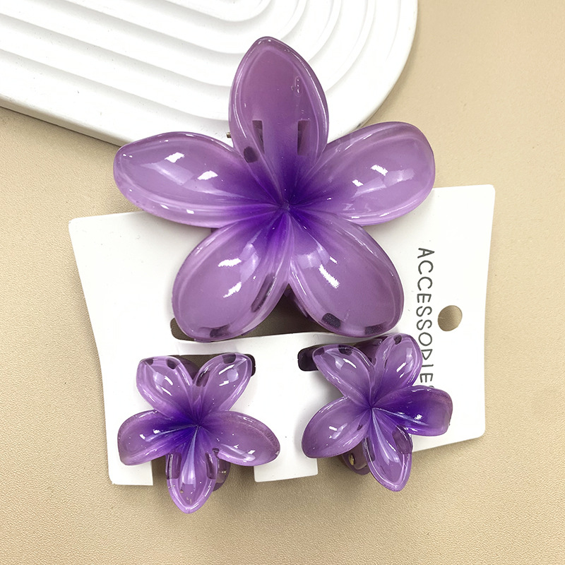 3 pièces/ensemble fleur douce dégradé coloré griffes de cheveux queue de cheval Cip pince Barrettes épingles à cheveux pour femmes fille plage cheveux accessoires: Gris foncé
