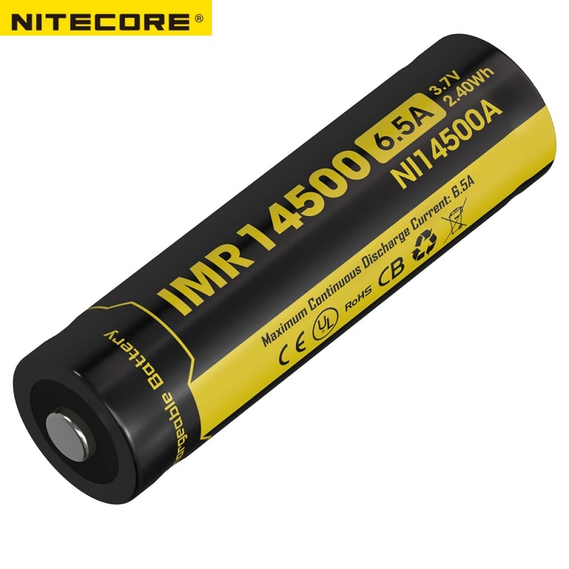 NITECORE IMR14500 650 mAh 3.7 V 6.5A 2.4Wh 14500 Hoge Drain Apparaat Li-Mn Oplaadbare Batterij