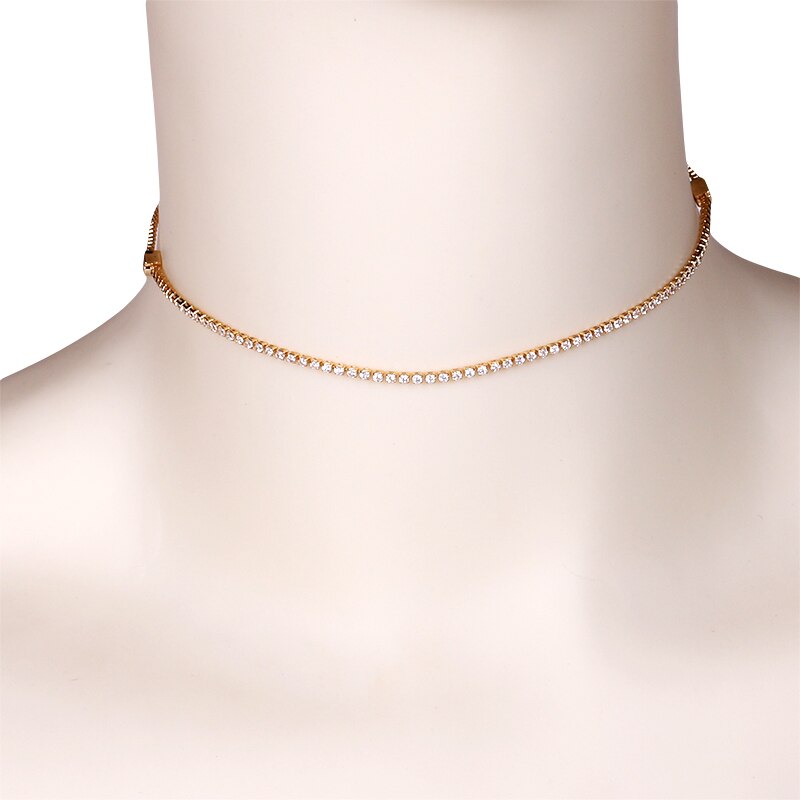 MIEG Marquesa Leaf Zirconia cúbica CZ, Gargantilla DE TENIS brillante, collares para mujer, joyería: 14K GOLD 042