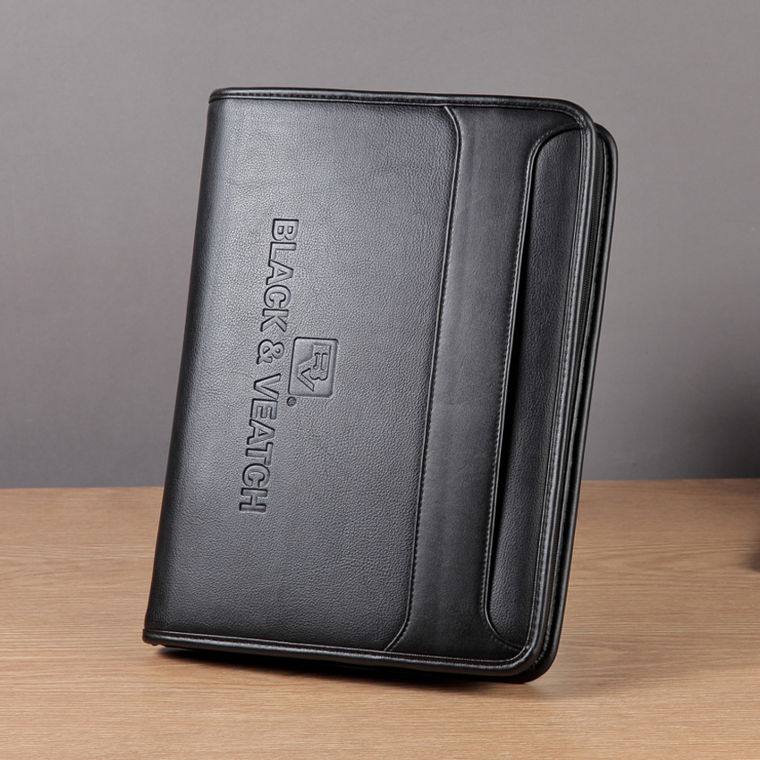 a4 expanding file folder organizer zipper document folder for ipad portfolio padfolio with USB loop holder office supplies 1178: Default Title