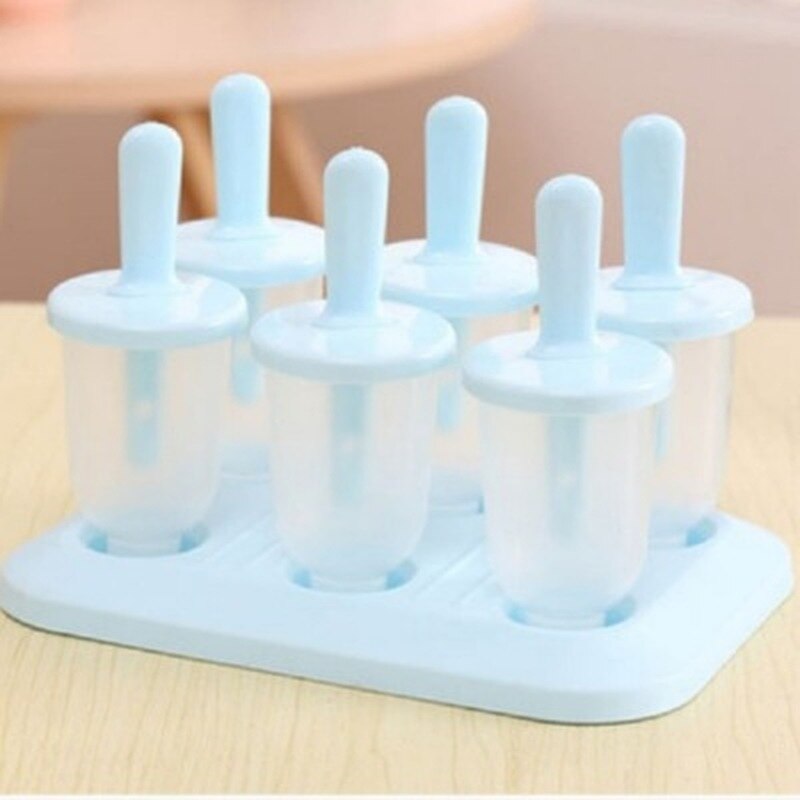6 Cells Round Shape Summer Accessories Food Grade Lolly Mould DIY Ice Cream Maker Popsicle Molds Dessert Molds Kitchen Tools