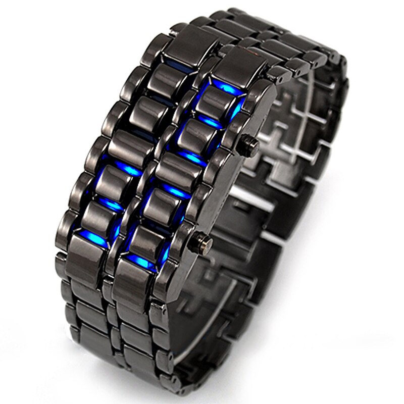Lava Iron Samurai Metal Led Horloges Mannen Elektronische Horloges Led Digitale Horloges Faceless Armband Horloge Mannen Horloges