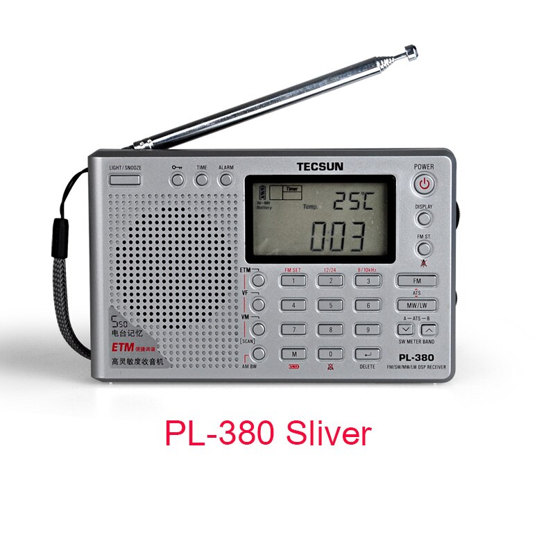 Tecsun pl -380 pl380 radio digital pll bærbar radio fm stereo / lw / sw / mw dsp modtager radio: Flis