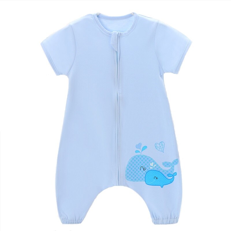 100%  bomullssoveposer til låve 0-4 år smålåve og tidlig vandrer babyteppe sovesekk sovedress med ben: Blåhval / 70cm til 0-1.5y baby