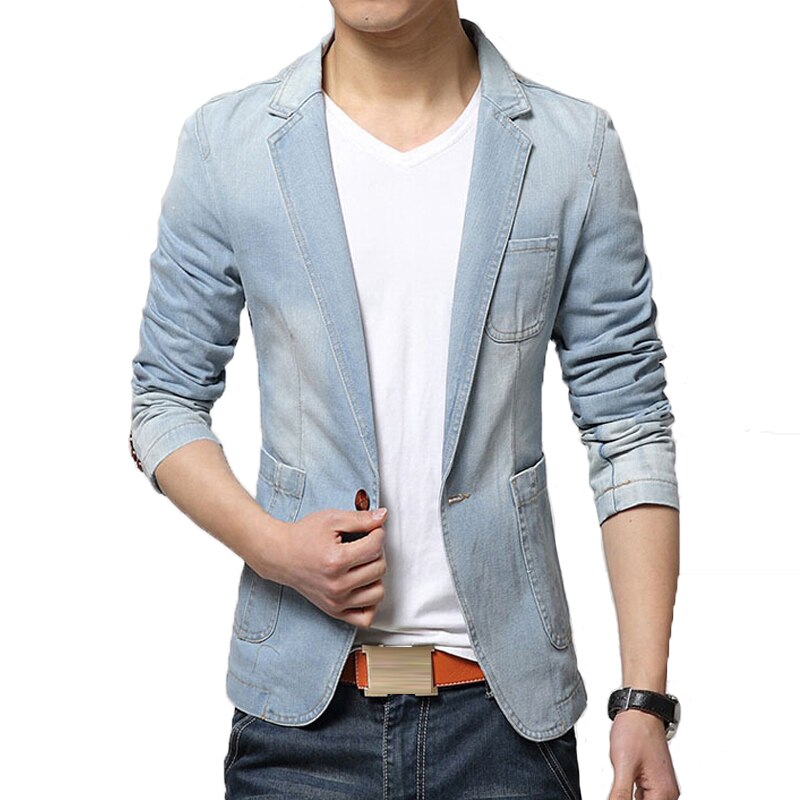 Blazer Men Trend Jeans Suits Men VogueSuit Jean Jacket Men Slim Fit Denim Jacket Suit Cotton Jackets Costume Homme Coat