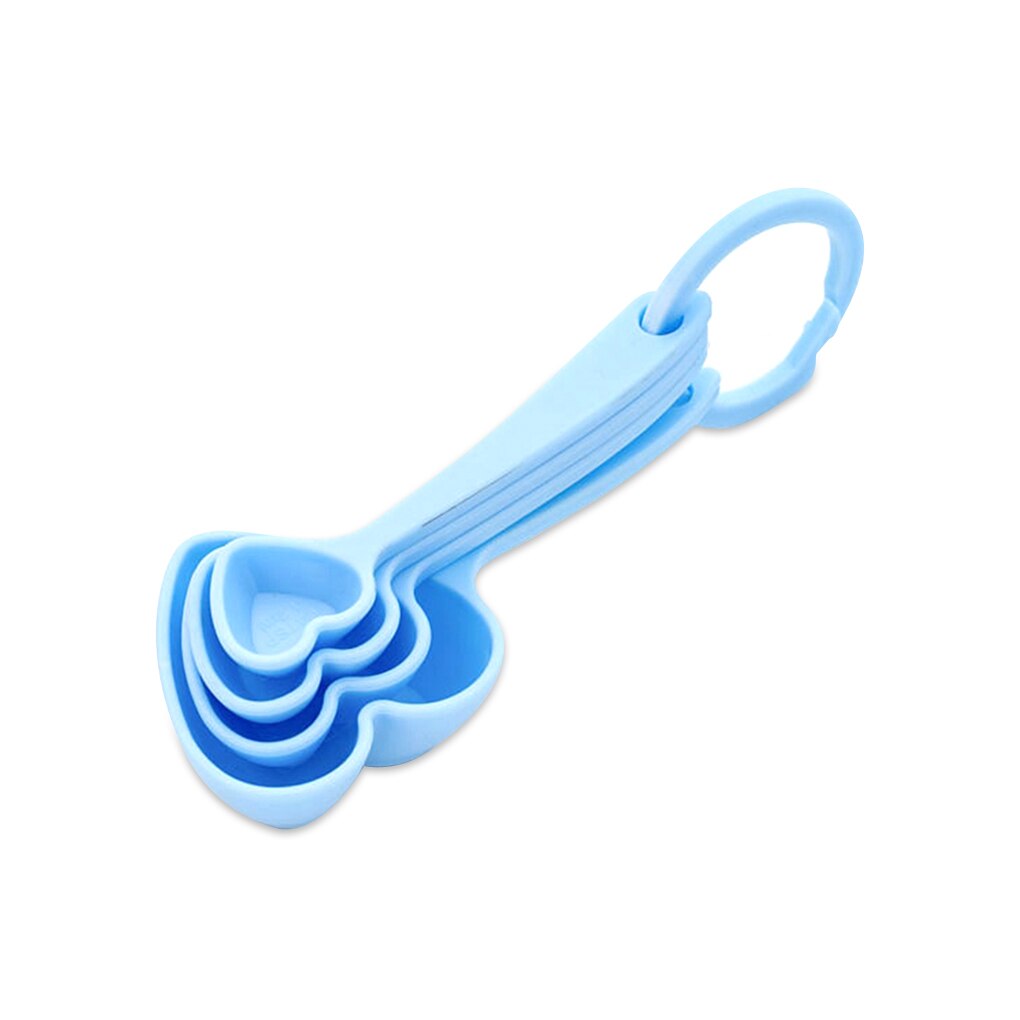 4Pcs Measuring Spoon Heart Shaped Plastic Washable Scoop Scale Portable Baking Cup Ladle Multifunctional Tools Pink: Blue