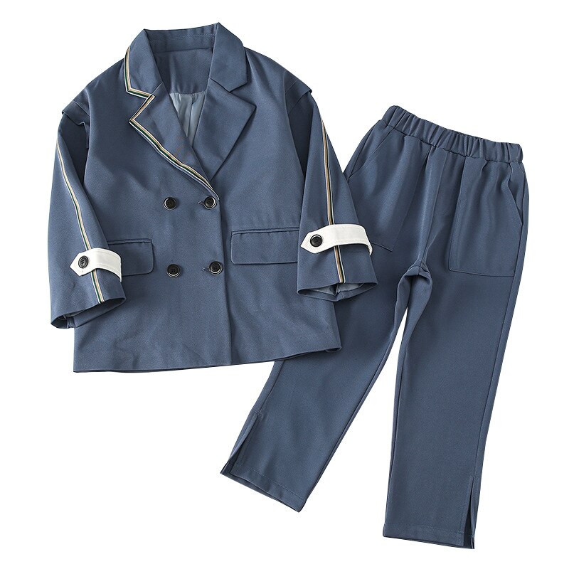 Children's Suits for Girls Clothing Set Spring Loose Jacket Pants Kids Suit Girls Blazers Teenage Shool Girls Outfits: 14