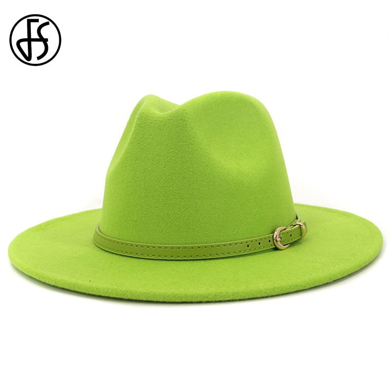 FS – Chapeau Fedora en feutre de laine pour homme et Femme, casquette à large bord, Vintage, Trilby Jazz, pour Couple, collection hiver et automne