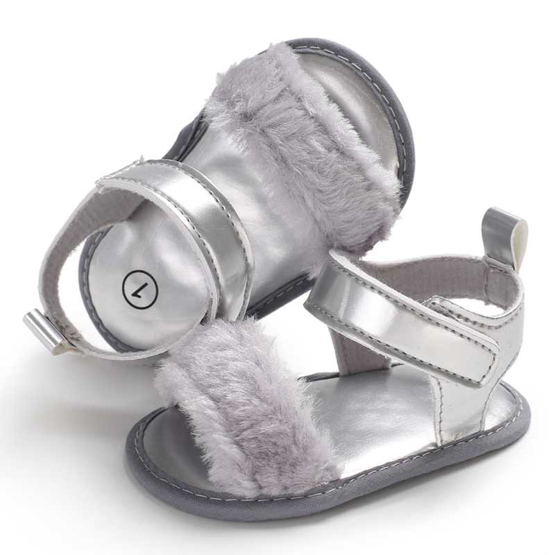 Infant Baby Girl Faux Fur Sandals Shoes Soft Sole Toddler Baby Summer Shoes Clogs Prewalker