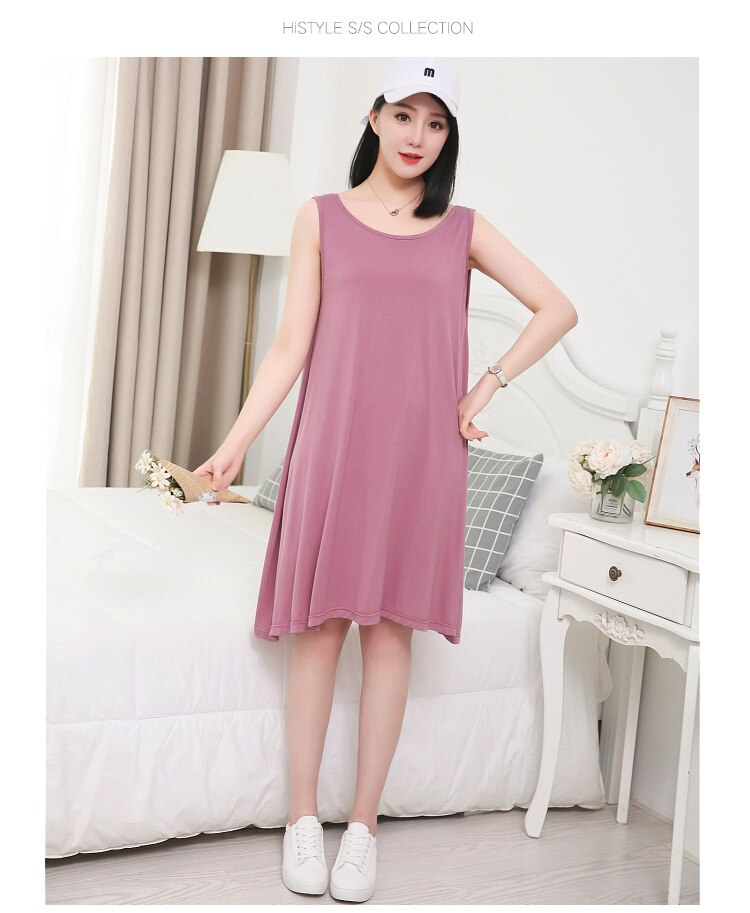 Zomer Modale Sexy Backless Jurk Vrouwen Nachtkleding Mouwloze Losse Grote Omvang Vet Mm Nachthemd Vrouwelijke Nachtjapon Sexy Nachtkleding