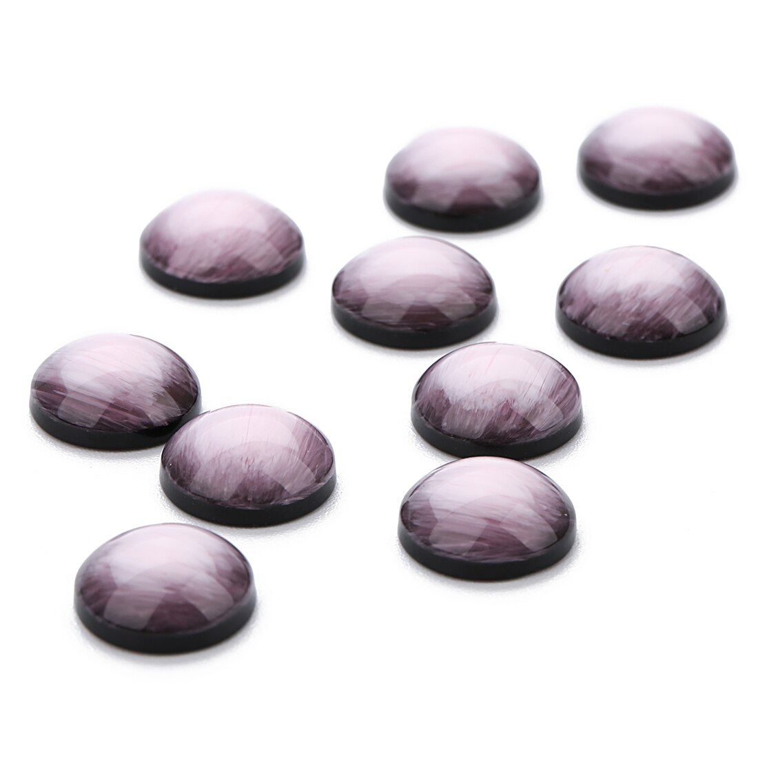 30 pcs/lot 12mm résine ronde cristal Cabochon Flatback fait à la main Cabochon ajustement Base anneau pendentif réglage pour les résultats de bijoux: light purple