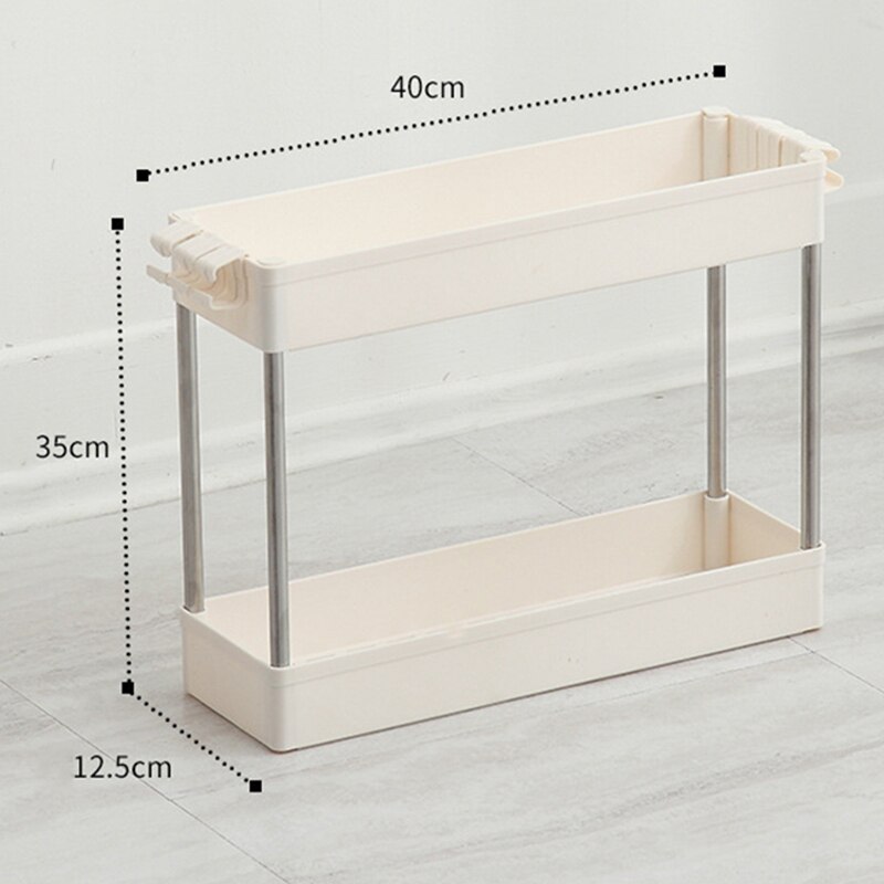 Bathroom Storage Rack 3 Layers Kitchen Narrow Cabinet Living Room Space Shelf Home Furniture Movable Wheels Shelf
