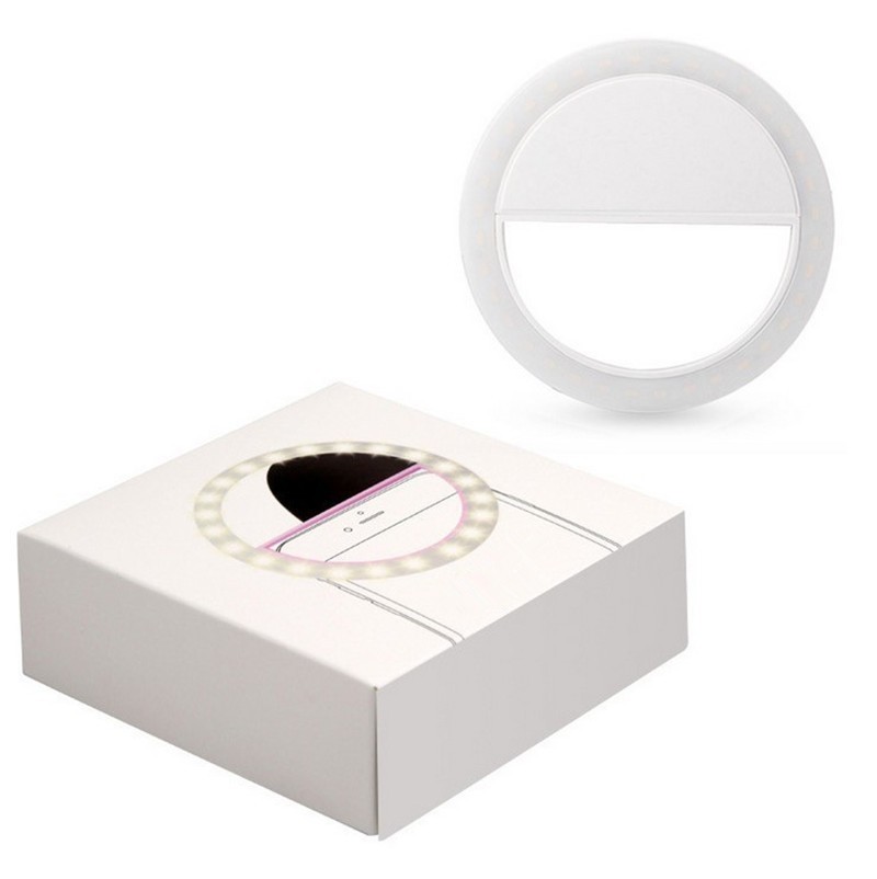 Espejo cosmético LED para teléfono móvil, artefacto de luz de fotografía , herramientas de belleza para relleno de fotos, espejo de maquillaje ligero: white
