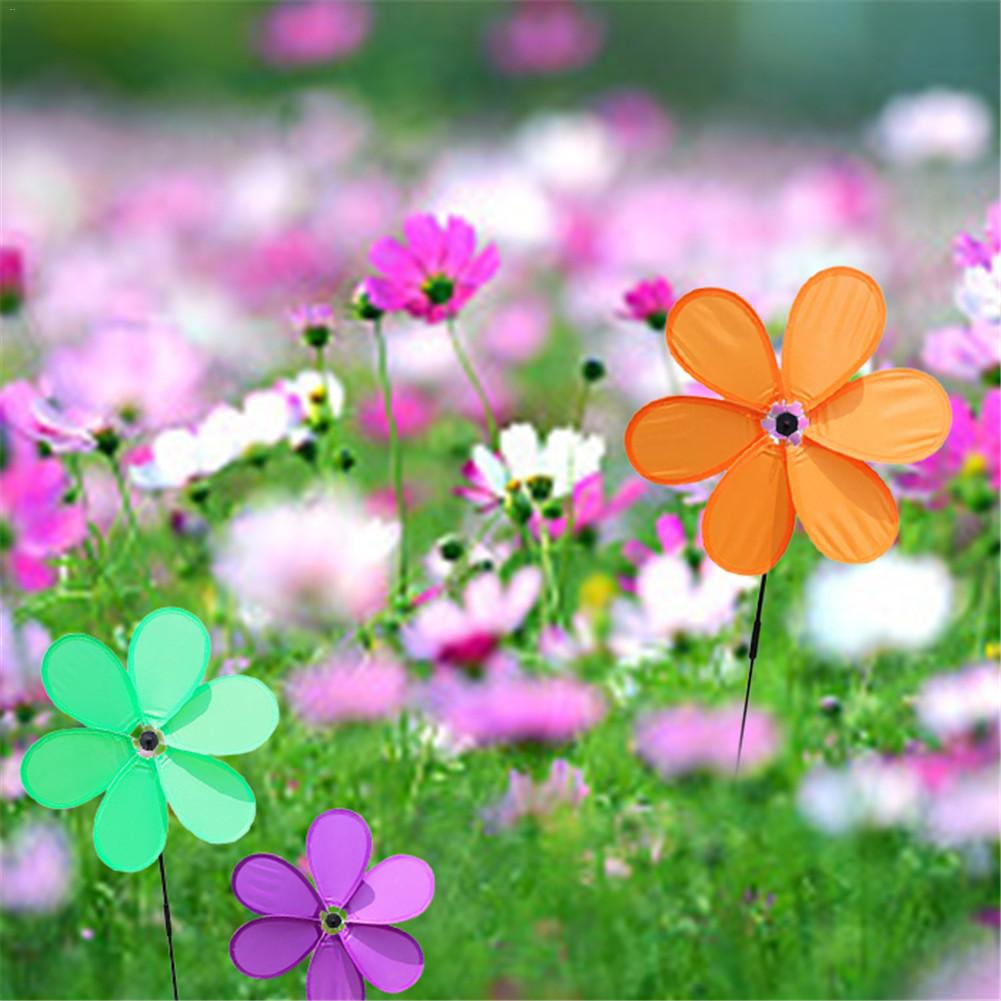 Single Layer Fabric Windmill Six-leaf Wind Spinners Sunflower Lawn Pinwheels Windmill Party Wedding Home Garden Decor Kid Toy