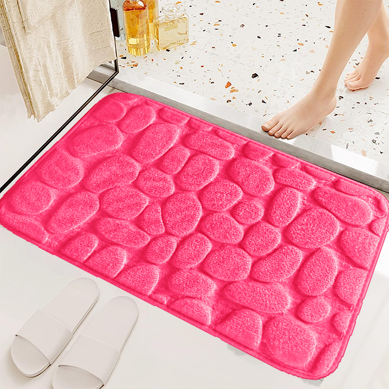 Large Bathroom Mat Soft Absorbent Pebble Foot Mat Anti Slip Bath Mat Bedroom Balcony Carpet Entrance Floor Mat Long Kitchen Mat: 1mx1m / Pink